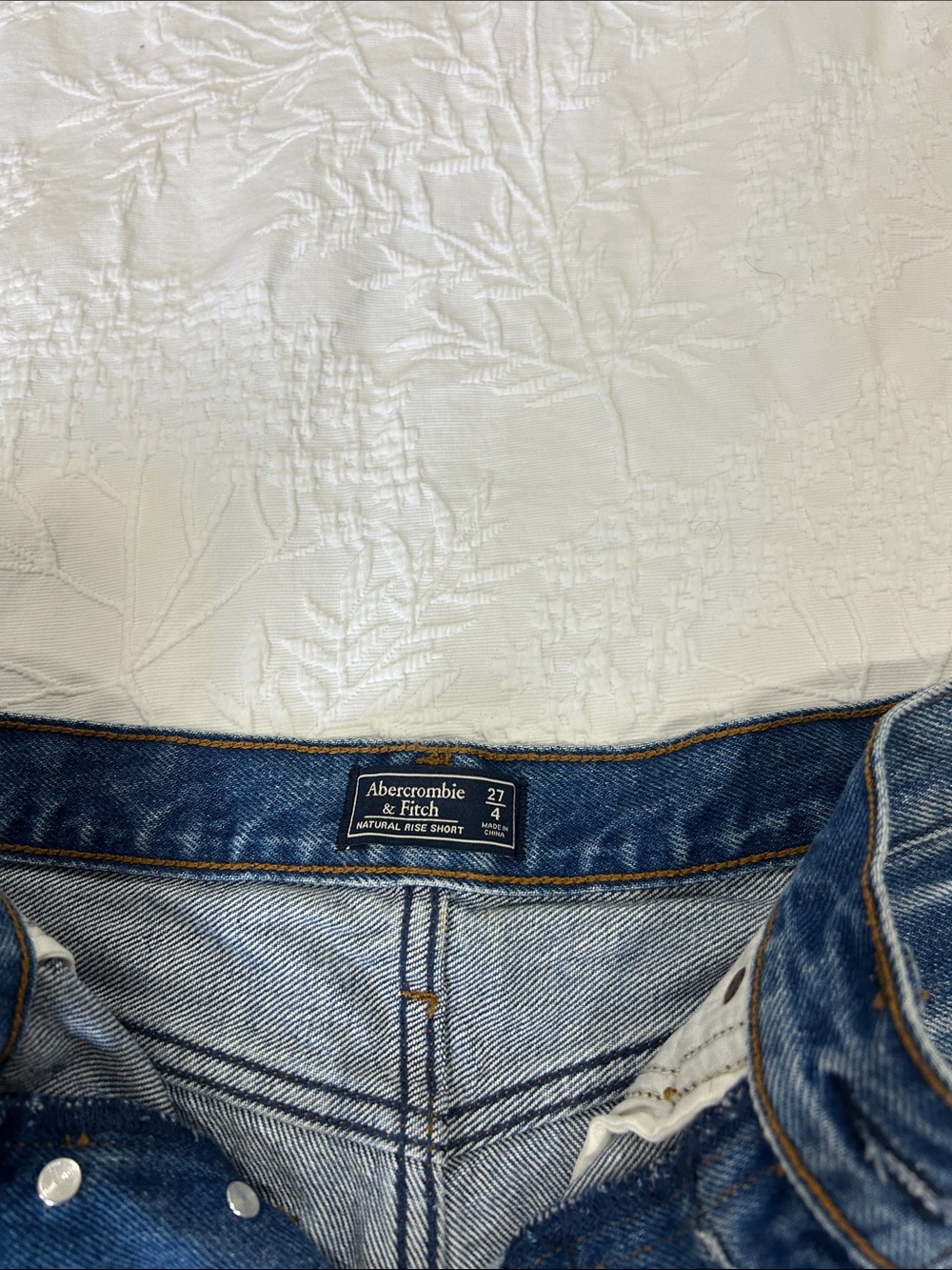 Abercrombie & Fitch Distressed Button-Fly Blue Denim Shorts - Picture 2 of 6